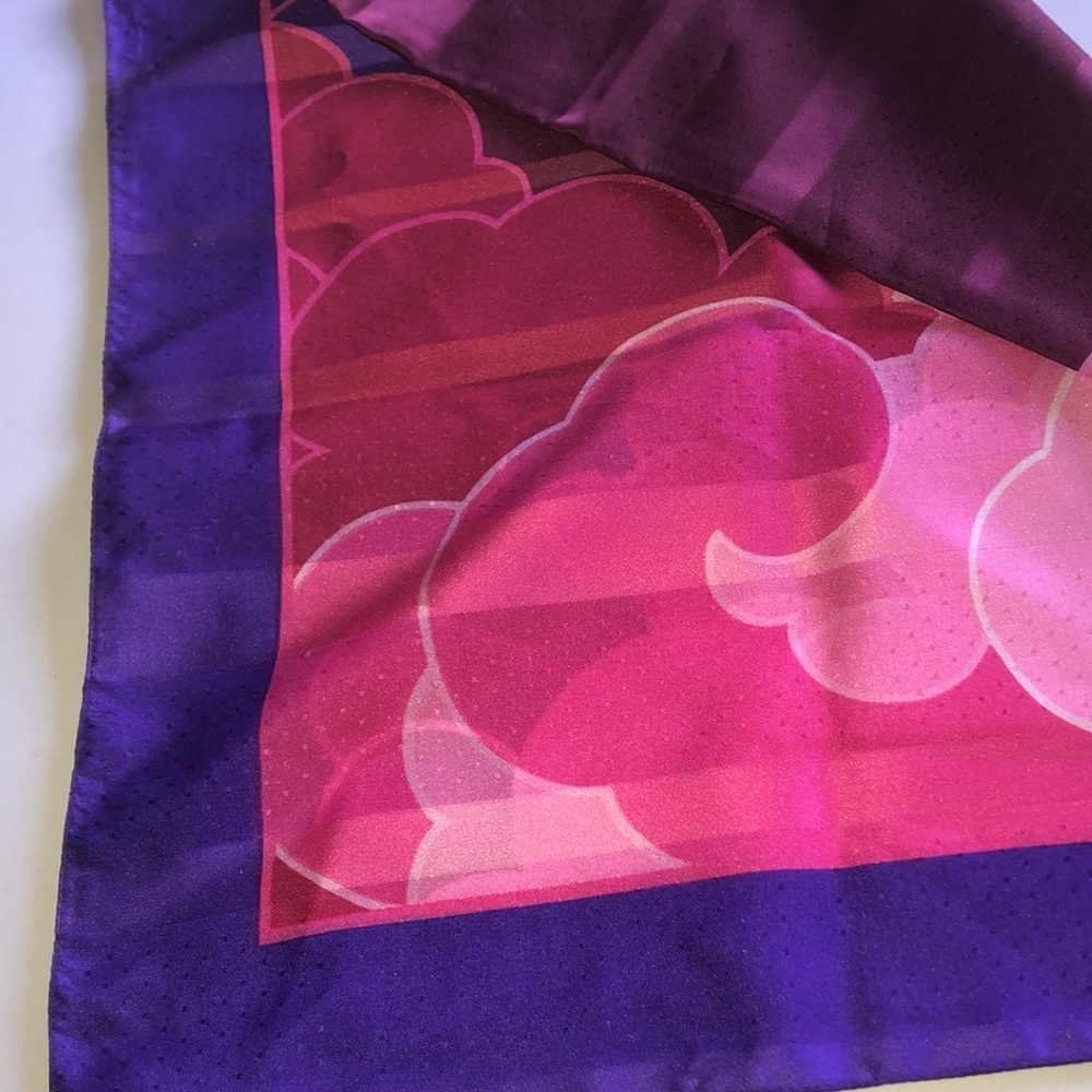 Vibrant Pink & Purple Cloud Print Silk Scarf - Picture 4 of 4